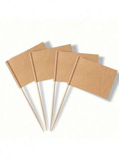 10/20/50/100pcs Blank Toothpick Flags, Cheese Markers Food Label, For Party Buffets, Cheese Labels, Cocktail Markers For Decoration, Mini Stick Flags For Cupcake Food Fruit Party Decorations, Christmas Halloween Party Supplies