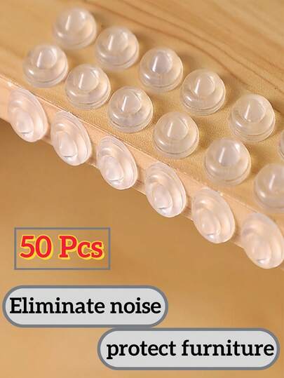 50pcs/Silicone Anti-Collision Pads For Furniture, Buffering And Sound-Absorbing Pads, Shock-Absorbing And Noise-Reducing Blocks For Doors, Suitable For Drawers, Refrigerator Doors, Toilets, Computer Doors, And Various Cabinet Doors. Provides Impact Protection, Prevents Dents And Scratches, And Is An Ideal Choice For Reducing Noise And Protecting Walls At Your Doorway. A Must-Have Household Item.