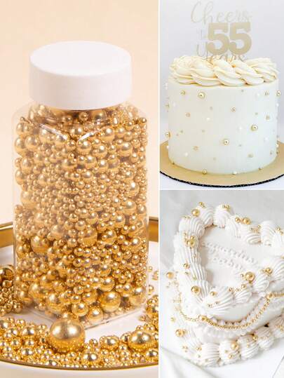 95g/3.35oz Edible Cake Decoration Sprinkle, Edible Pearl Sugar High-Quality Baking Decoration Products, Suitable For DIY Handmade Dessert Decorations Such As Birthday Cakes, Cupcakes, Doughnuts, Lollipops, Etc. Birthday Party, Wedding Banquet And Party Decoration Supplies