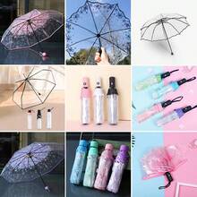 1/2把优雅透明樱花图案折叠伞,晴雨两用,春夏必备,伴娘礼物,房间装饰,卧室装饰,海滩,旅行,男女皆宜,度假可爱小物,母亲节礼物,卧室装饰,花园,厨房装饰,夏季,海滩,旅行必备,房间装饰,软萌可爱,毕业季礼物 - 粉色 - 查看 3