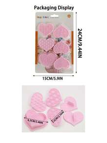 7pcs/Set Valentine's Day Heart-Shaped Cookie Cutters, Stamp Molds With Different Patterns: Stars/Puzzle/Roses/Hearts, Suitable For Fondant Cakes, Chocolate Molds, Holiday Parties, And Kitchen Baking Supplies. - Multicolor - View 12