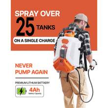 Battery Powered Backpack Sprayer, 4 Gallons Electric Backpack Sprayer, 2 Wands & 8 Nozzles, Adjustable 0-90 PSI, 4H Runtime, Portable Yard Garden Lawn Sprayers For Weeding Spraying Cleaning - 查看 8