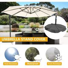 户外伞座专用防水加厚罩，完美防尘防污，圆形伞座罩，庭院伞座保护套，妇女节礼物，旅行必备，婚礼回礼，Y2K风格，卧室用品，女性汽车配件，厨房装饰，家居用品 - 灰色 - 查看 3