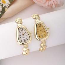 新款时尚高端蛇形女士腕表，小众奢华极具吸引力的石英腕表手链，适合作为礼物/生日礼物 - 白色 - 查看 1