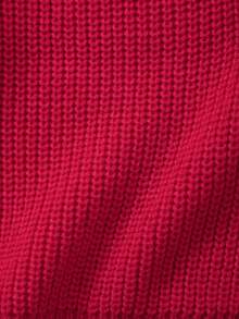Unisex Baby Classic Solid Color Crew Neck Knit Sweater Top, Crew Neck Design, Solid Color Design, Solid Color More Suitable For Handmade Embroidery By Mothers, Add Some Elements Mothers Like, Suitable For Casual Wear Or Layering - Red - View 4