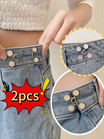 2set Jeans Waist-Cinching Magic Tool, Pants Waist-Tightening Magic Tool, Waist-Cinching Button, A Magic Tool To Make Your Waistline Smaller When It's Large