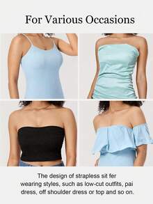 Women's Strapless Push-Up Bra, Backless Bra - Suitable For Wedding Dresses, Summer Outfits, Non-Detachable Lining, Nylon Elastic Blend - Apricot - View 7