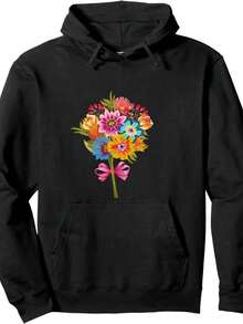 Bouquet Of Flowers Pullover Hoodie - Black - View 1