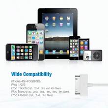 Cable Compatible With Charger Apple 4/4S/3G/3GS,Old IPad 1 2 3,IPod Touch 4 3 2 1 Nano, IPod Classic 3 2 1, - White - View 8