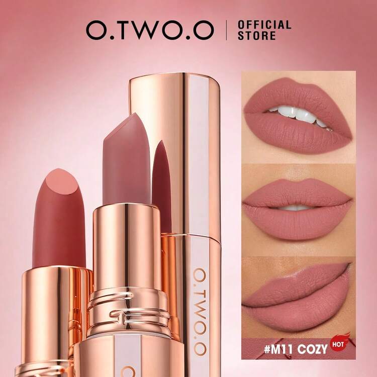 O.TWO.O Batom Matte 24 Horas: Longa Duração, À Prova d'Água, Testado por Dermatologista - Disponível em Tons de Rosa, Roxo e Vermelho - Multicolorido - Visão 2