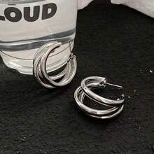 几何耳环，优雅精致的成熟女性耳环，简约奢华设计，日常佩戴 - 多色 - 查看 3