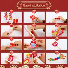 Chinese Style Paper Dragon, Handheld Decoration, New Year Handmade DIY Paper Dragon, Hard Paper Honeycomb Ball Pull Flower Paper Dragon, Can Dance Paper Dragon, Christmas, Valentine's Day, New Year Gift - Multicolor - View 6