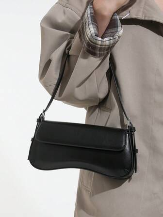 1 st. glansig PU-handväska för kvinnor, snygg liten axelväska med stängning, guldfärgade detaljer, rosa/brun/röd/svart/vit, fodrad och kantad, strukturerad rektangulär plånbok, lämplig för vardag, arbete, skola, fest - hållbar och lättren design, trendig multifunktionell väska med stängning, glansig och fodrad, modeaccessoar för kvinnor, högkvalitativ reseväska för kvinnor, vintageplånbok, designerhandväska