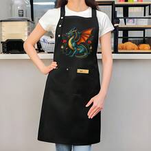 1 Piece Heavy-Duty High-Quality Kitchen Apron With Adjustable Waist And Chest Pocket - Durable Cooking And Baking Apron, Suitable For Home Use, Easy-To-Clean Protective Clothing, Ideal For Chefs, Bakers, Barbecuing, Frying, And Grilling - Ideal Gift For Cooks, High-Quality Plus-Size Apron, Apron With Logo, High-Quality Women's Apron, Women's Kitchen Apron, Women's Kitchen Apron With Pockets, Cooking Apron, Fun Apron, Black Apron With Red Accents, Red Women's Apron, Women's Apron With Pockets, Barbecue Apron, Cooking Apron - AZX0001 - 查看 4