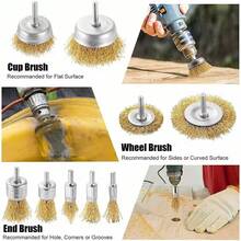 Brass Wire Brush Cup Wheel 10PCS Set For Drill Steel Metal Cleaning Rust Sanding - Champagne - View 5