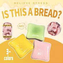 1pcsSticky Bread Squishy Toys, Super Soft Strawberry Toast Slow Rising Squishy, Realistic Toast-Shaped Squeeze Toy, Big Food Squishies For Adults Stress Relief - Multicolor - View 4