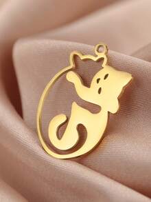AMAXER 1个不锈钢简约可爱猫咪吊坠，是制作珠宝、手链、项链、送给朋友、情侣、同学的完美礼物。 - 動物系列 - 查看 2