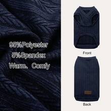 一件加厚柔软舒适的V领背心，适合小型/中型犬猫，适合秋冬季宠物穿着。 - 藏蓝色 - 查看 4