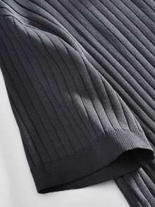 GRDR Suéter de punto de manga corta de unicolor para hombres, de moda para el verano - Gris Oscuro - Ver 11