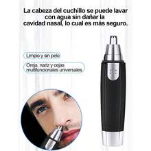 1 pieza Recortador de vellos nasales eléctrico portátil unisex Afeitadora de vello nasal y de orejas para hombres - Recortadora de vello nasal eléctrica con USB para mujeres - Pinza nasal depiladora indolora para cejas y rostro, Regalo para el Día del Padre Recortador eléctrico portátil para vello nasal y auditivo. Recortador facial profesional sin dolor para cejas, sin cable, unisex. Recortador eléctrico de vellos nasales, apto para vellos de la nariz y orejas, afeitadora de vellos nasales para mujeres y hombres, dispositivo de depilación indolora para cejas y rostro. - Negro - Ver 6