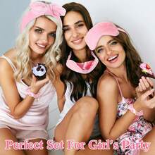 8Pcs/Set Spa Party Favors For Girls Pink Sleepover Party Supplies Bow Headband Wristband Scrunchies Hair Clip Jewelry Case Makeup Bag Mirror For Women Bridesmaid Return Gifts - Pink - View 6