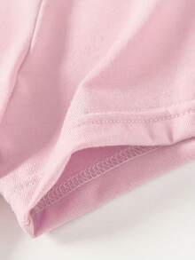 Women's Plain T-Shirt, No Print, Cotton Blouse, Casual, Cute, Premium Knit, Short Sleeve, Round Neck Shirt - 淺粉色 - 查看 3
