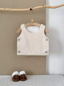 Baby Girls Casual Thermal Lined Thick Vest, Apricot Color, For Autumn/Winter - Apricot - View 3