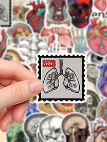 50pcs Vintage Anatomy Science Stickers, Suitable For Laptop, Phone, Skateboard, Helmet, Diary, Scrapbook - Multicolor - View 7