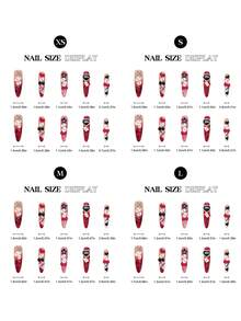 10片Y2K辣妹手工亚克力按压式美甲贴片，3D扑克牌、爱心、星星、蝴蝶结和“爱”字图案，金属配件，长款尖头假指甲，情人节美甲，音乐节美甲，DIY美甲用品，可重复使用，附赠果冻胶和指甲锉 - 玫瑰紅 - 查看 7