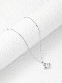 1 Set Luxury Zirconia Micro-Inlaid Necklace & Earrings, Minimalist Elegant Clavicle Chain Pendant Necklace & Earrings Jewelry Set For Women - Silver - View 8