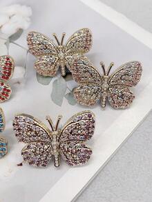 2 PIEZAS Encantos de cordones de zapatos de mariposa de resina colorida de lujo DIY Decoraciones para botas, zapatillas de mujer Cordones con piedras brillantes extraíbles Hebillas de accesorios personalizados Decoración de clips de zapatos Apto para zapatos con cordones de mujer Regalos de Navidad, Halloween, San Valentín, cumpleaños, fiesta (Zapatos no incluidos)