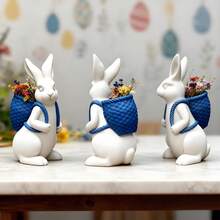 1个复活节篮子兔子蜡烛模具，蜡烛模具，花卉装饰，DIY，皂树脂工艺品，石膏装饰，复活节装饰和创意手工礼品 - 白色 - 查看 4