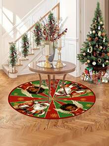 1件装非裔美国人圣诞老人圣诞树裙，涤纶材质，饰有红绿雪花图案，适合节日家居装饰，也适合冬季庆祝活动、圣诞节装饰、圣诞礼物和家居装饰。 - 彩色 - 查看 14