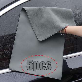 1pc/5pcs High Density Microfiber Towel, Thick Absorbent Car Cleaning Cloth, Windshield Wiper, Lint-Free Car Interior Cleaning Rag, Suitable For Auto Repair Shops, Hotels, Restaurants