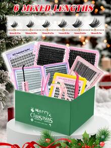 Zestaw świątecznych rzęs 2106 szt., skręt D, objętość, długość 10-18 mm, różne długości, zawiera klej, pęsetę, szczoteczkę i zalotkę – zrób to sam w domu w 3 minuty. Idealny na randki, festiwale muzyczne, Boże Narodzenie i każdą inną okazję! - Czarne - Zobacz 4