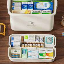 Large Capacity Home Medicine Box, Thick Multi-Layer Plastic Pill Organizer, Multifunctional Portable First Aid Kit - Multicolor - View 2