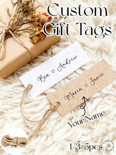 10 pezzi/20 pezzi/40 pezzi/60 pezzi/90 pezzi Etichette regalo personalizzate con corda di canapa fine - Etichette appendibili in carta bianca e kraft con testo personalizzato, ideali per cottura, matrimoni, compleanni, regali per il ritorno a scuola e la festa dell'insegnante, multifunzionali, ornamentali, riutilizzabili, eleganti, di alta qualità, colorati, personalizzati, unici, regali ideali per lui