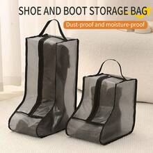 1 pieza/3 piezas Bolsa de botas de malla visible, versión talla grande alta y talla grande ancha, puede almacenar varios tipos de zapatos, botas de tobillo, botas altas, botas Chelsea, impermeable, anti-humedad, anti-polvo, con asa, bolsa de almacenamiento de zapatos portátil para viajes - Multicolor - Ver 4
