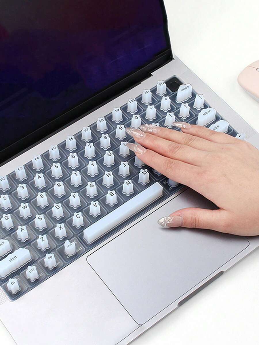 Silicone Waterproof Keyboard Cover Designed For Long Nails, With Nail Protrusion Slots, 3 Colors Available, Waterproof, Scratch-Resistant, Durable And Easy To Clean, Fashionable Protective Laptop Accessory, Stylish Nail Accessory - Multicolor - View 1