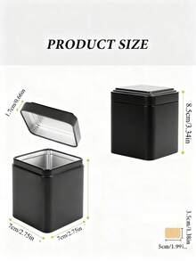 6pcs/Set Or 2pcs Classic Square Tea Tin Canisters, Size: 7 X 7 X 8.5cm, Black Metal Material, Suitable For Storing Tea, Coffee, Flour And Spices, Includes Rewritable Labels, Airtight Seal, Ideal For Kitchen And Pantry Organization - Black - View 2