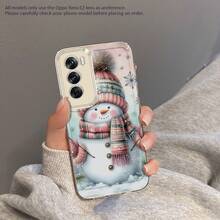 Funda de teléfono de Navidad con bufanda, muñeco de nieve y copo de nieve para Oppo A3 A3 Pro A3X A16 A17K A18 A38 A40 A55 A57 A57S A58 A60 A76 A77S A78 A79 A80 5G A95 A98 Reno 5 8T 10 11 Pro 12F, funda de TPU transparente de dibujos animados, anti-caída, cobertura completa, simple, a prueba de golpes, carcasa protectora suave y creativa - Colores mixtos - Ver 13