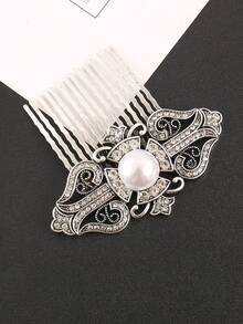 مشبك شعر معدني عتيق بطراز باروك مزين بنجمة وقمر من البلور، دبوس تسريحة الشعر، إكسسوارات تصفيف الشعر