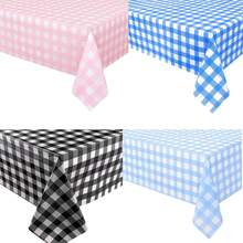 1pc Disposable Checkered Tablecloth, Thick Waterproof Oilproof Table Cover, Suitable For Birthday Party, Picnic, Family Gathering, Daily Party Use - Multicolor - View 2