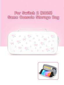 Cute Pink Floral Pattern Compatible Accessories Set For Switch2 (2025)/Switch NS/Switch OLED, Including Game Console Protective Case/Controller Cover/Storage Bag, TPU Soft Shell, Stylish & Practical, Portable Stand, Shockproof, Scratch-Resistant, Anti-Fouling, Fashionable & Romantic Gift - Multicolor - View 6