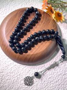 男女通用念珠手链，45颗10毫米树脂单串念珠手链，穆斯林念珠仿琥珀单串手链，简约中东日常情侣手链，男女通用单串念珠手链（TASBIH） - 彩色 - 查看 12