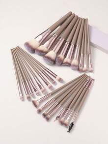 25/50pcs Makeup Brush Set, Includes Eye Shadow Brush, Eyebrow Brush, Foundation Brush, Powder Brush, Blush Brush, Concealer Brush And Highlighter Brush, Made Of Ultra-Soft Synthetic Fibers, Suitable For Daily Facial Makeup - Coffee Brown - View 2