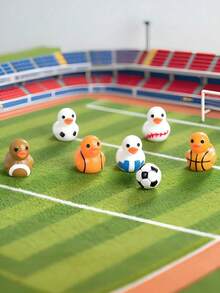 6 piezas - Figuras de pato de resina en miniatura con diseño de pelotas deportivas (baloncesto, fútbol americano, voleibol, rugby, béisbol), adornos de animales en miniatura para jardín de hadas DIY, recuerdos de fiesta con tema deportivo, accesorios para interior de automóvil, decoración de macetas, artesanía de paisaje en miniatura, decoración de jardín, accesorios para interior de automóvil, recuerdos de fiesta con tema deportivo, regalo de cumpleaños perfecto - Multicolor - Ver 5