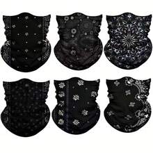6pcs Classic Paisley Pattern Scarf, Windproof Face Mask, Lightweight Neck Gaiter, Stylish Headband, Balaclava, Versatile Headwrap, Holiday Gift - Multicolor - View 9
