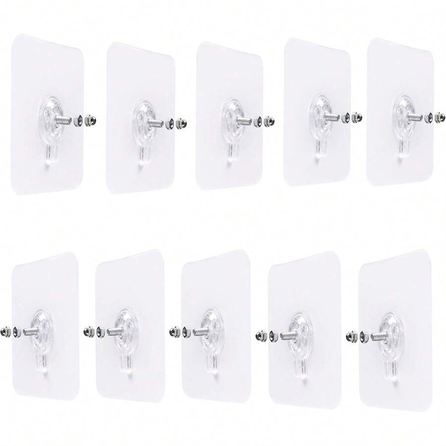 10 Piezas Gancho Sin Tornillos Autoadhesivo - Fuerte, Sin Taladro, Gancho de Pared Adhesivo para Cargas Pesadas(6 mm) - 1 - Ver 1