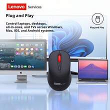 Lenovo Chuột không dây Enovo N02 Kết nối không dây 2.4G, Khả năng chống nhiễu mạnh mẽ với 4 nút, Chế độ ngủ thông minh giúp kéo dài thời lượng pin, Di động để sử dụng tại văn phòng, Máy tính xách tay quang học, Máy tính để bàn và Máy tính bảng. - màu đen - Xem 7